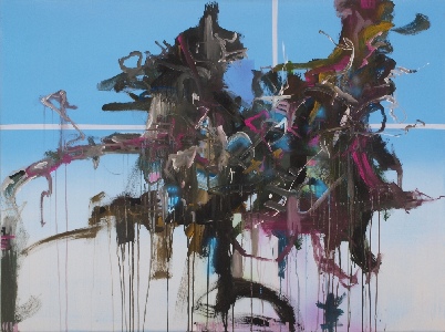 Playground for the feelings, Acryl, ink, airbrush, spray on Canvas, 90 x 120 x 4 cm, 2019